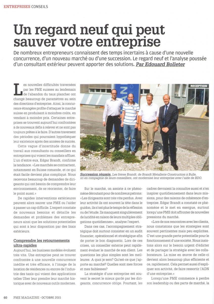 Article sur Edgar Brandt Advisory – PME Magazine